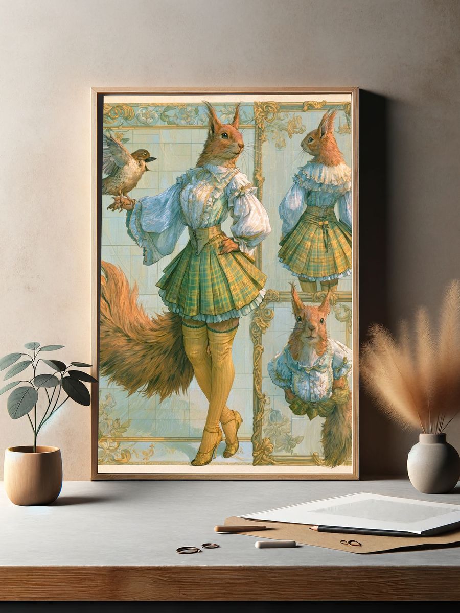 Anthropomorphic Squirrel Portrait Print. — room view 2