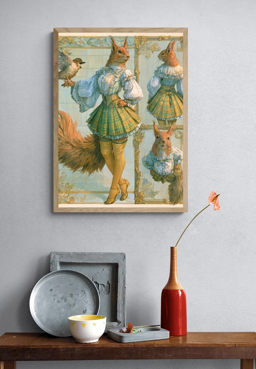 Anthropomorphic Squirrel Portrait Print. — room view 3