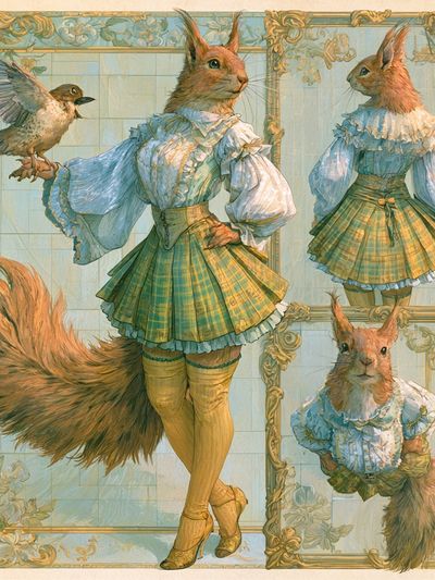 Anthropomorphic Squirrel Portrait Print. poster