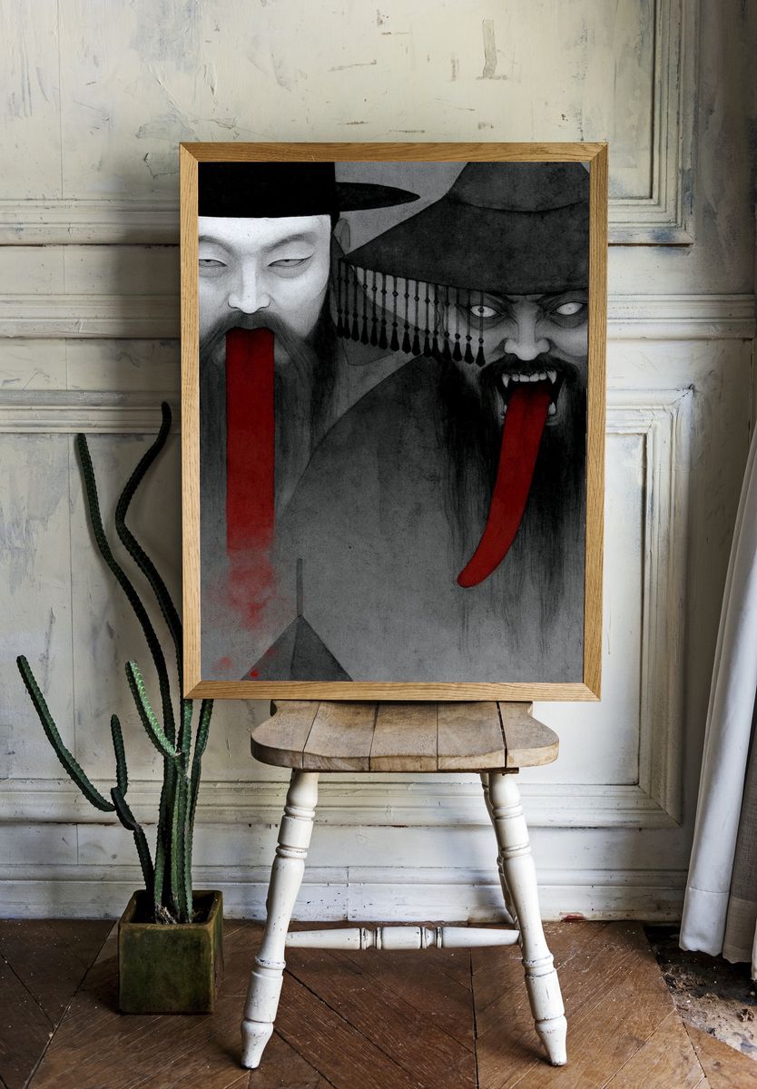Samurai Ghosts Ink Poster. room preview