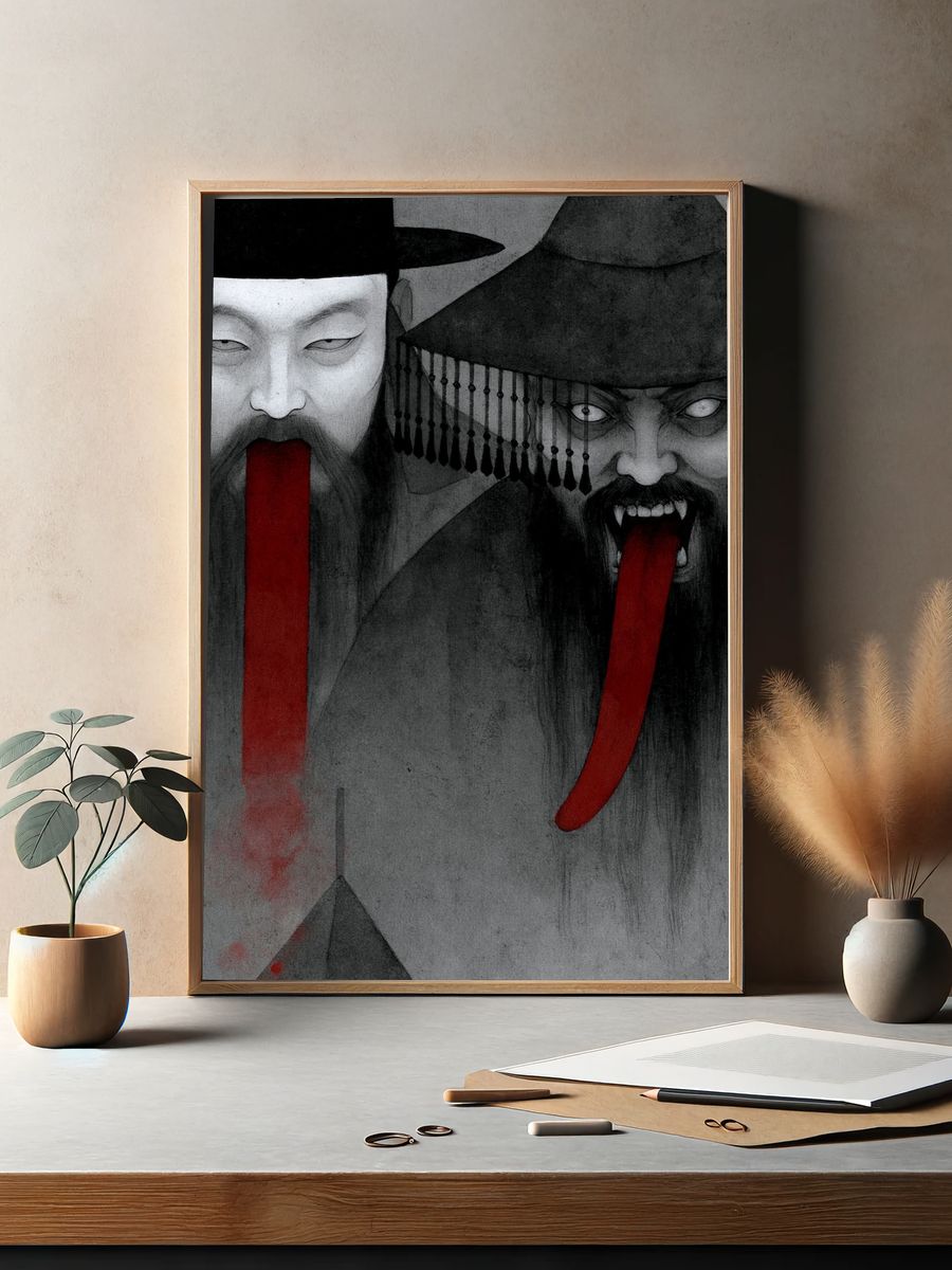 Samurai Ghosts Ink Poster. — room view 2