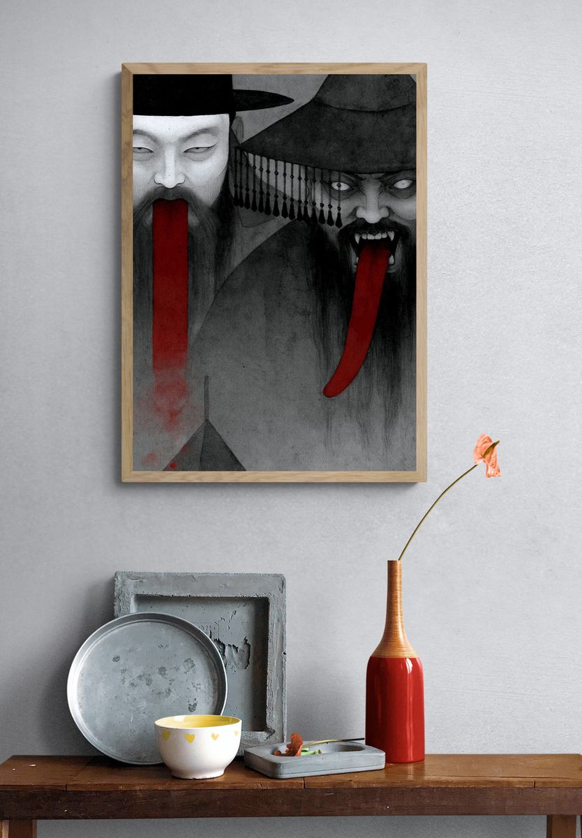 Samurai Ghosts Ink Poster. — room view 3