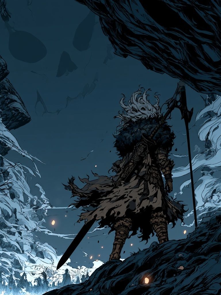 Dark Fantasy Warrior Illustration Poster. poster detail