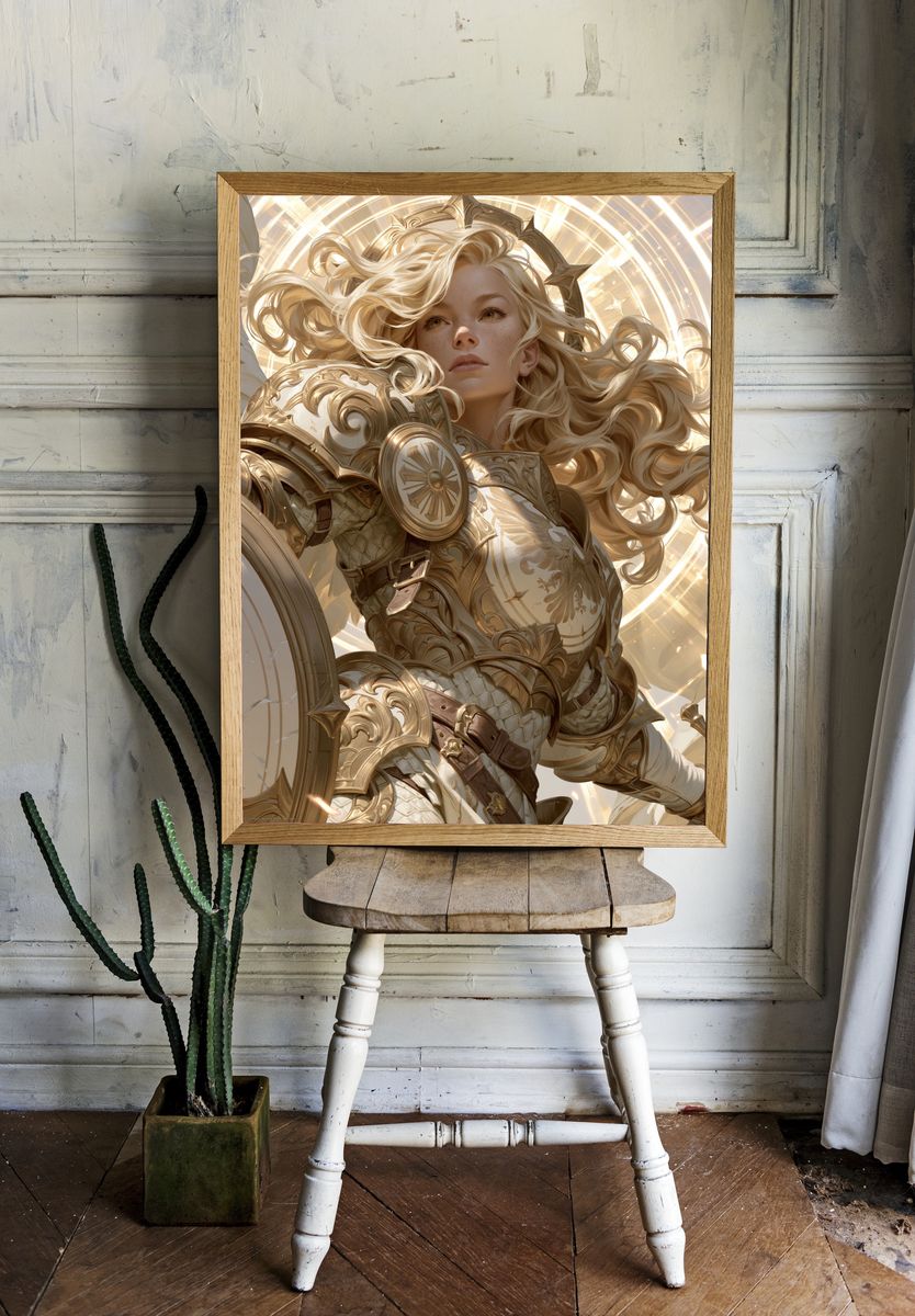 Golden Valkyrie Fantasy Print. — room view 1