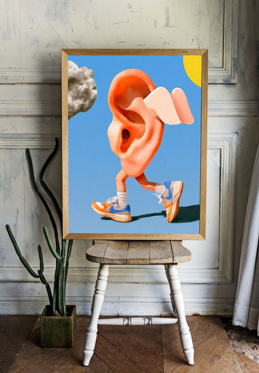 Running Ear Surrealism Print. — room view 1