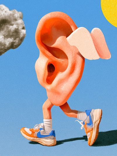 Running Ear Surrealism Print. poster