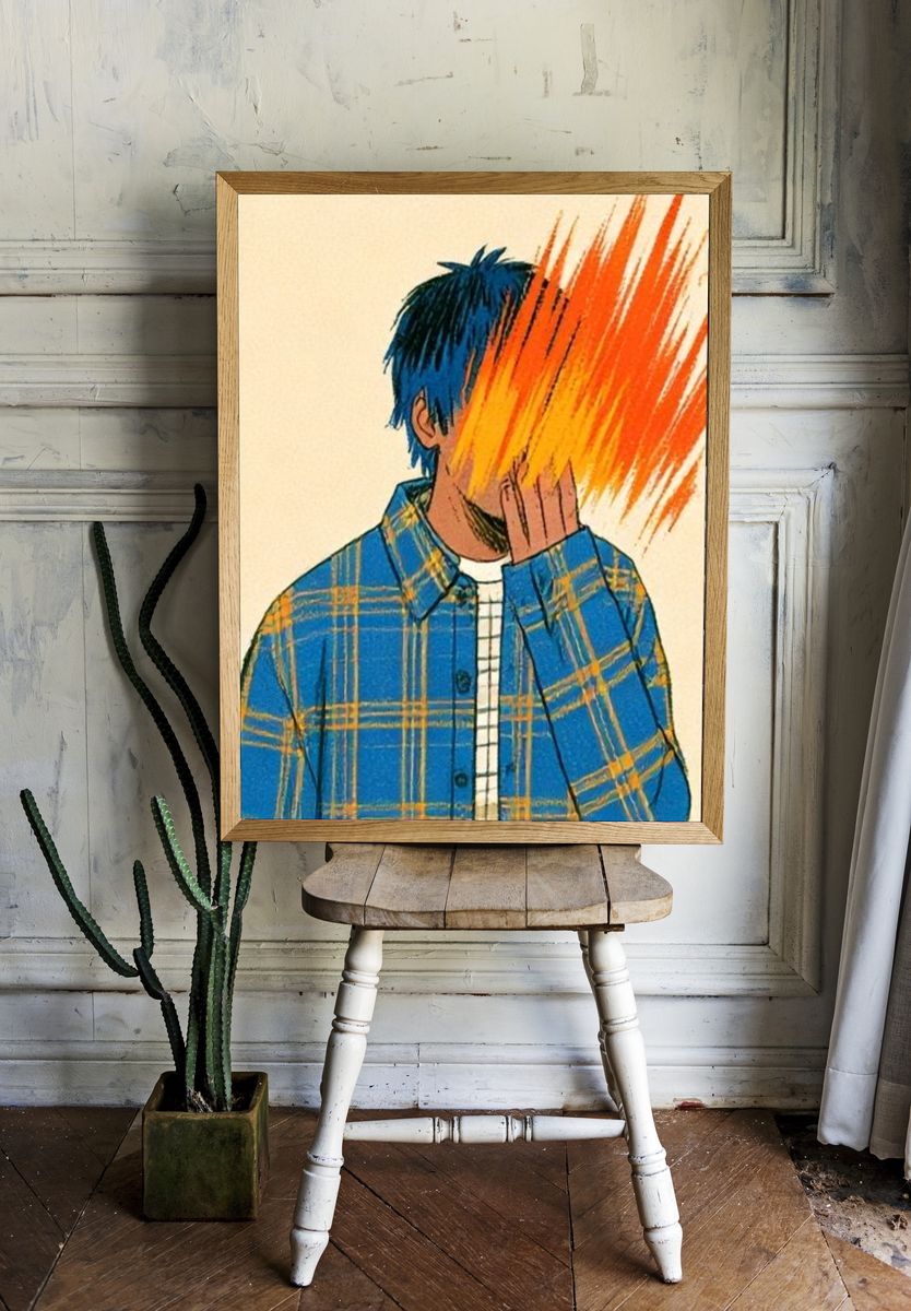 Masked Figure Illustration Poster. — room view 1