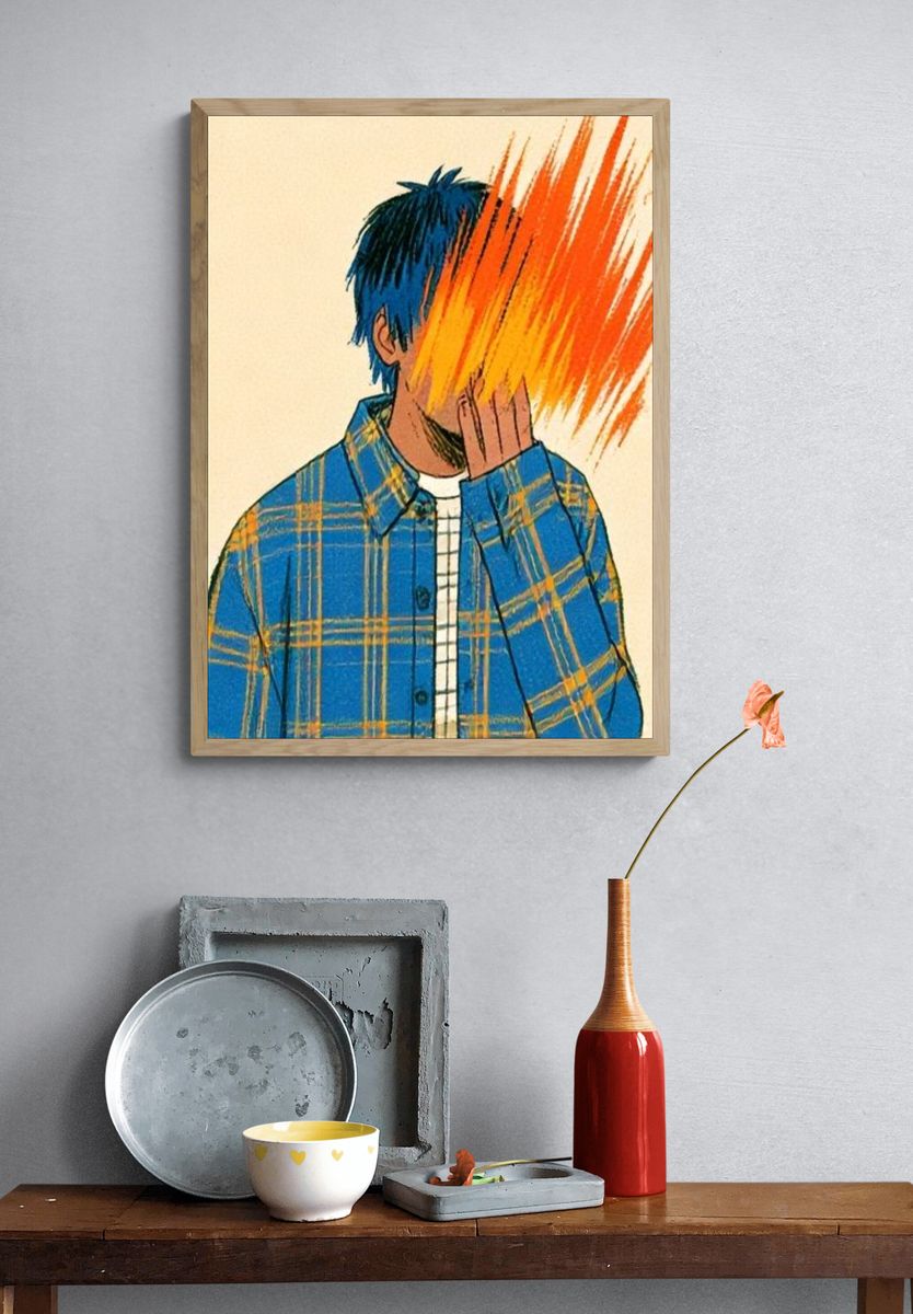 Masked Figure Illustration Poster. — room view 3