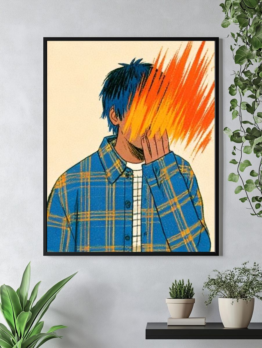 Masked Figure Illustration Poster. — room view 4