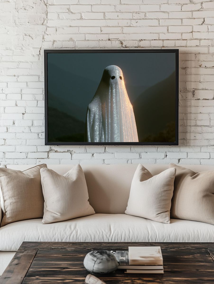 Glowing Ghost Figure Illustration Poster. — room view 1