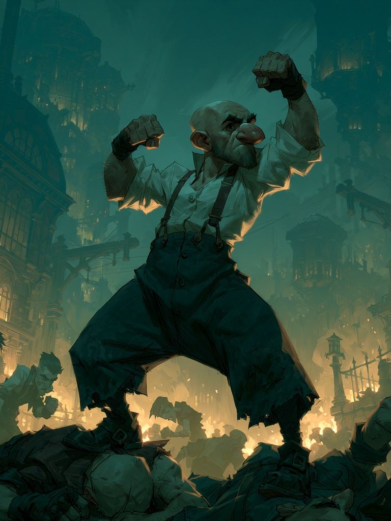 Giant Ogre Cityscape Illustration Poster. poster detail