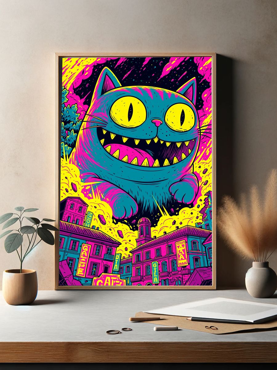 Pixel Guitar Girl Illustration Poster. — room view 2