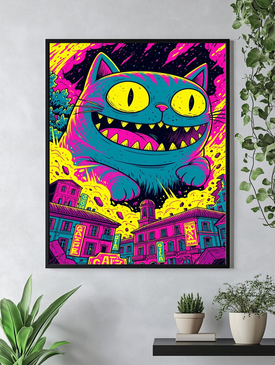 Pixel Guitar Girl Illustration Poster. — room view 4
