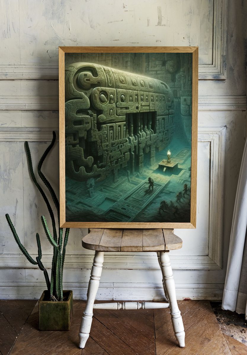 Ancient Temple Ruins Digital Art Poster. room preview