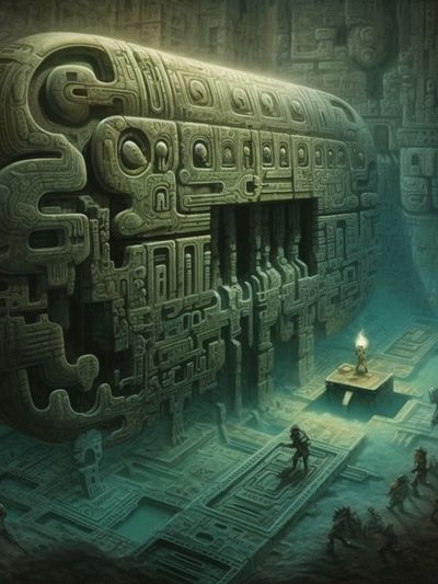 Ancient Temple Ruins Digital Art Poster. poster