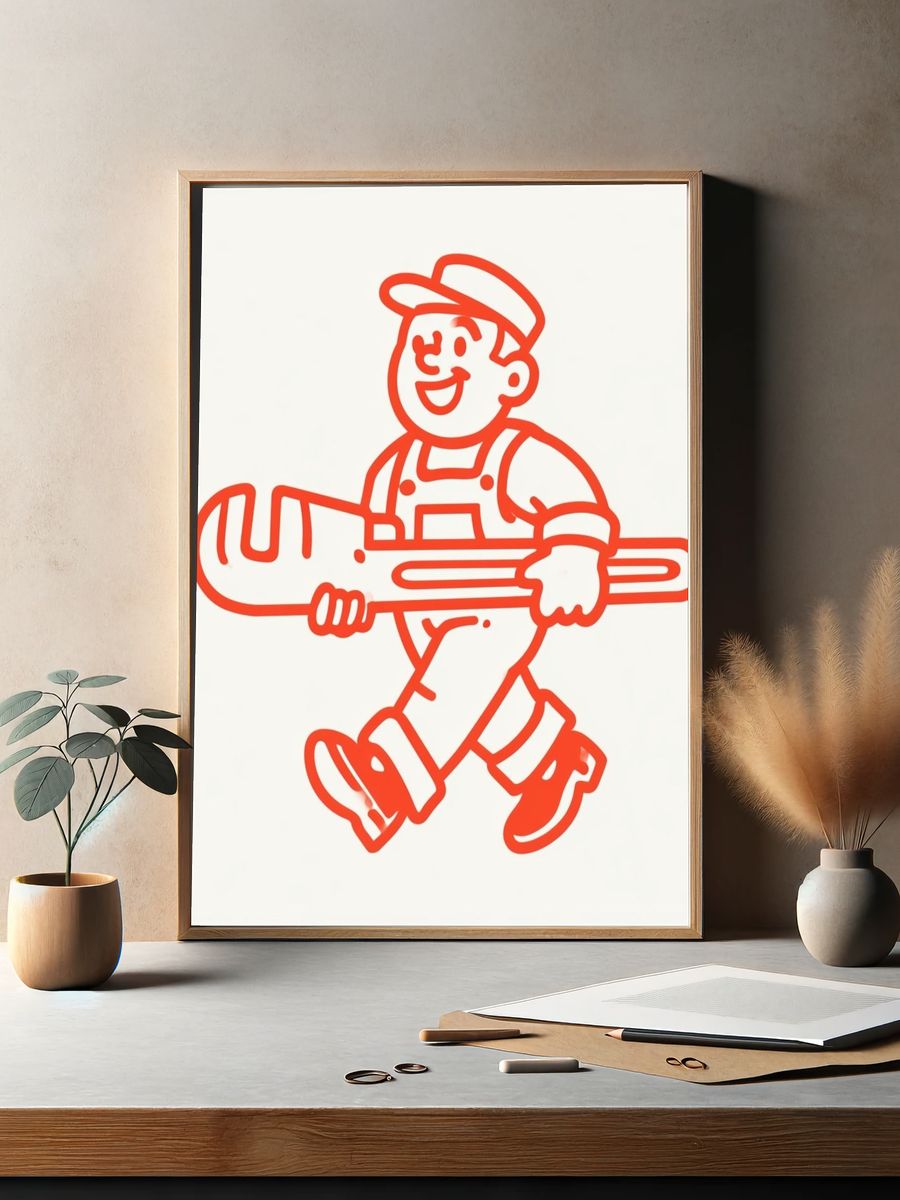 Handyman Line Art Poster. — room view 2