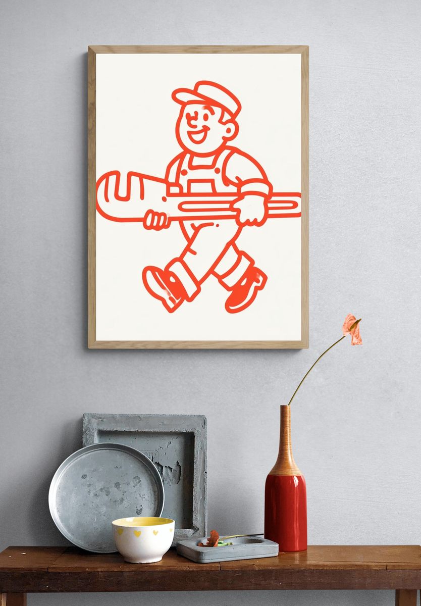 Handyman Line Art Poster. — room view 3