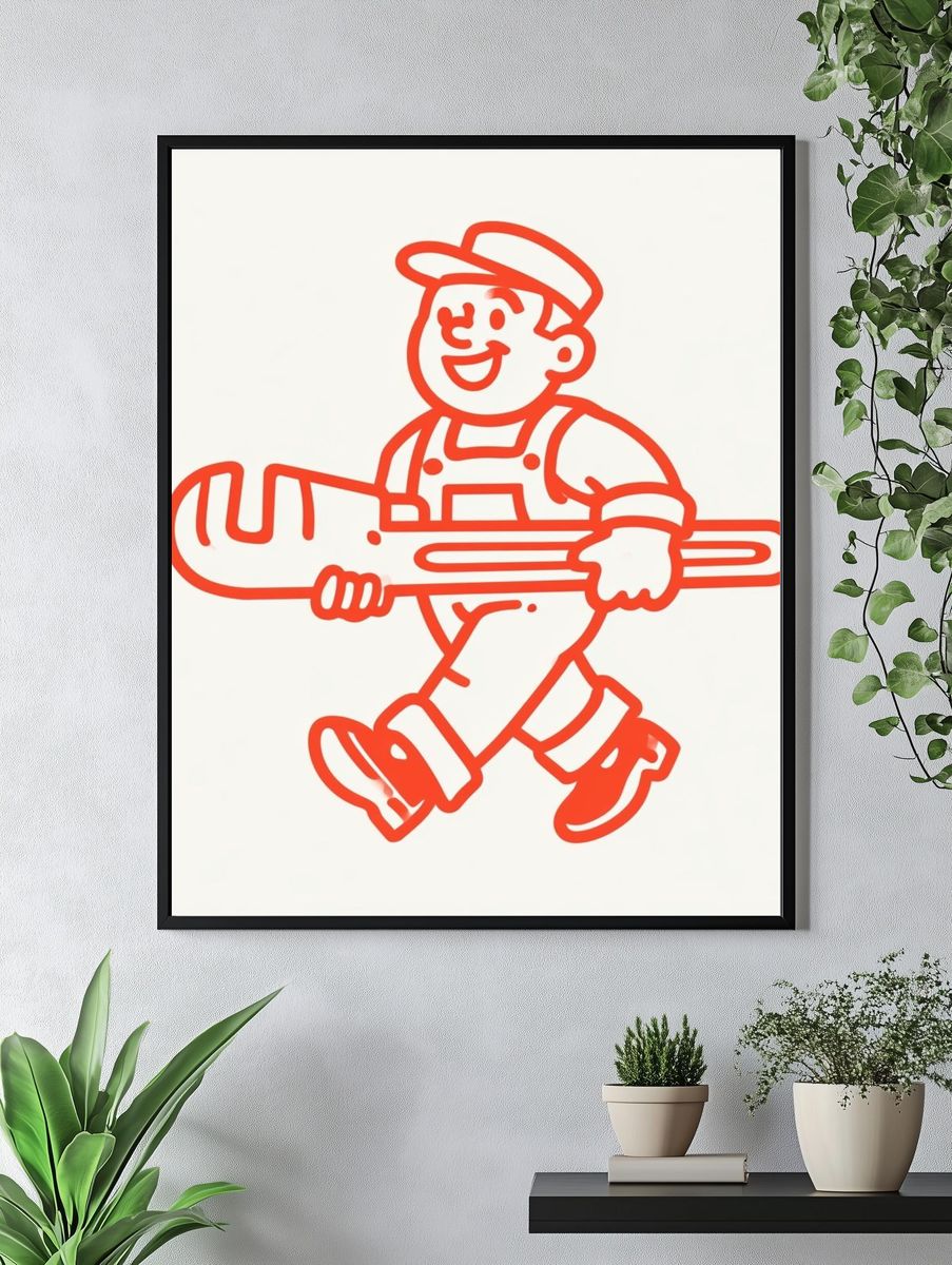Handyman Line Art Poster. — room view 4