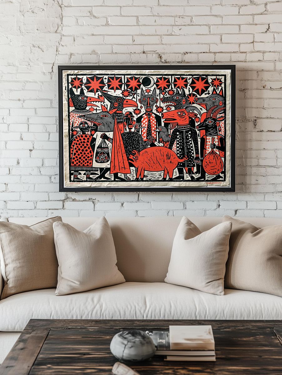 Mythic Animal Parade Illustration Poster. — room view 1