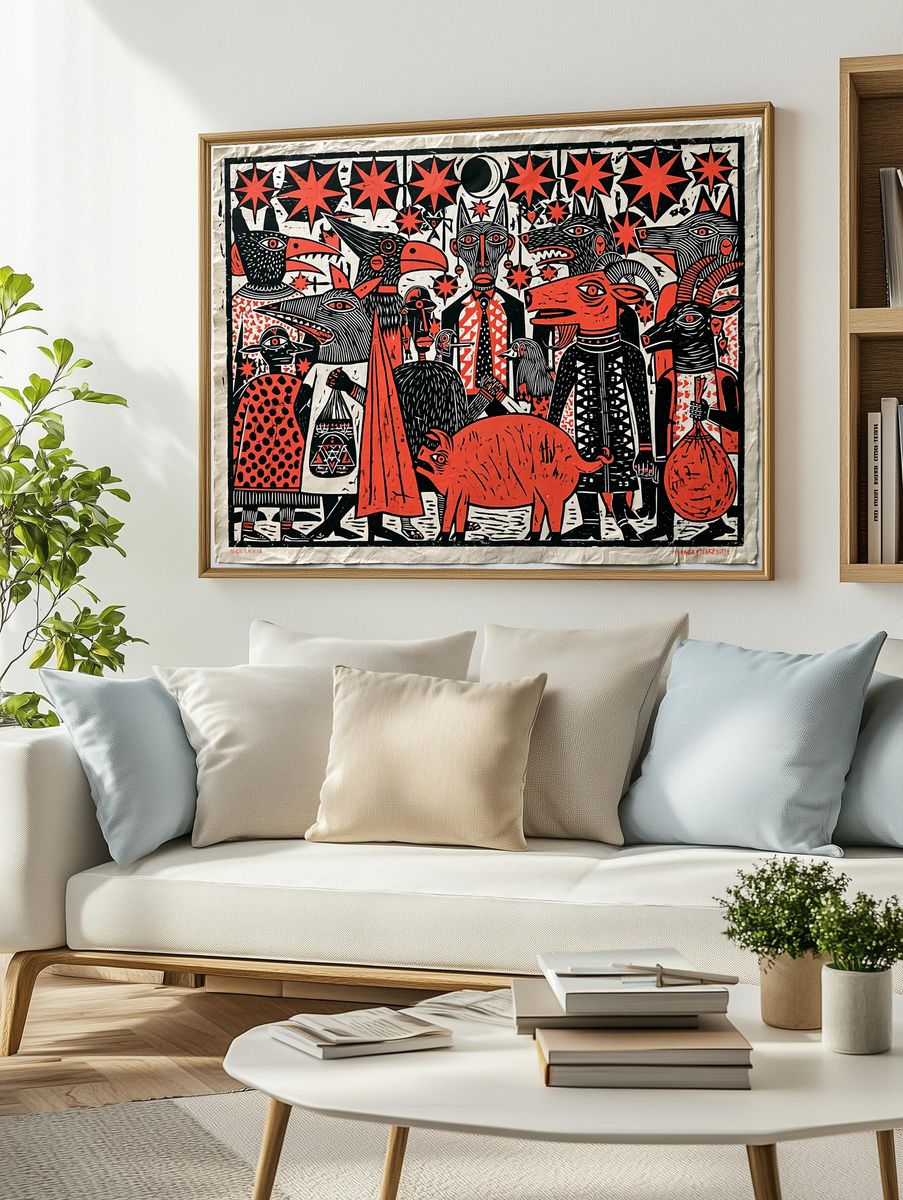 Mythic Animal Parade Illustration Poster. — room view 2