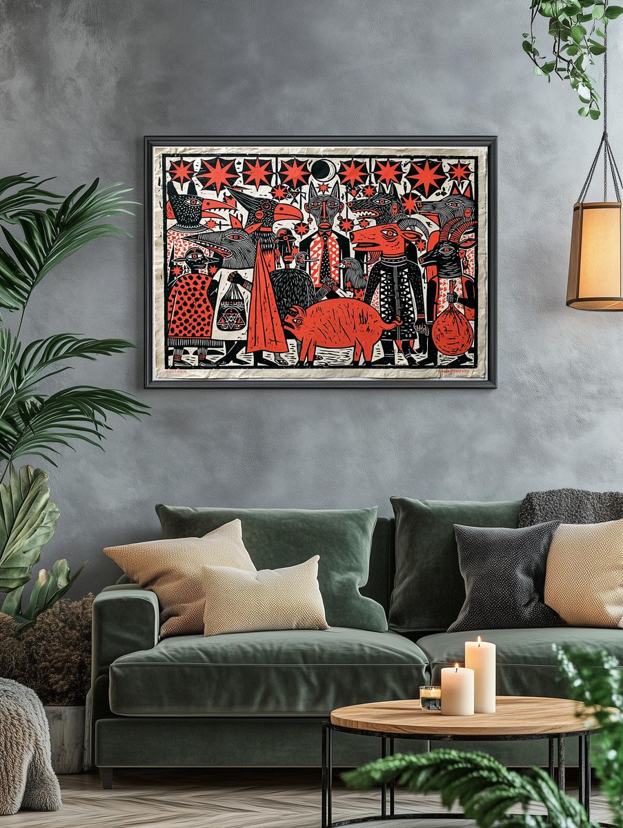 Mythic Animal Parade Illustration Poster. — room view 4