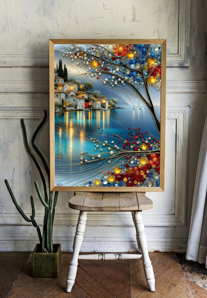 Lakeside Village Mosaic Poster. room preview