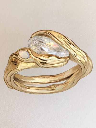 Gold Gem Ring Illustration Poster. poster