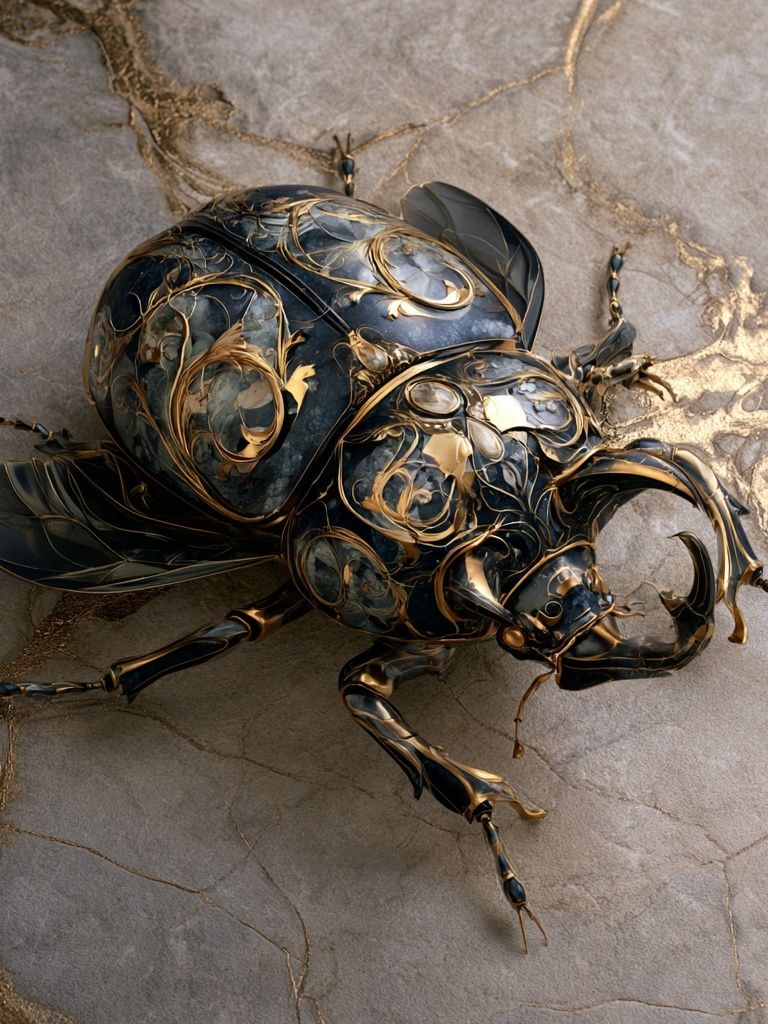 Golden Beetle Illustration Poster. poster detail