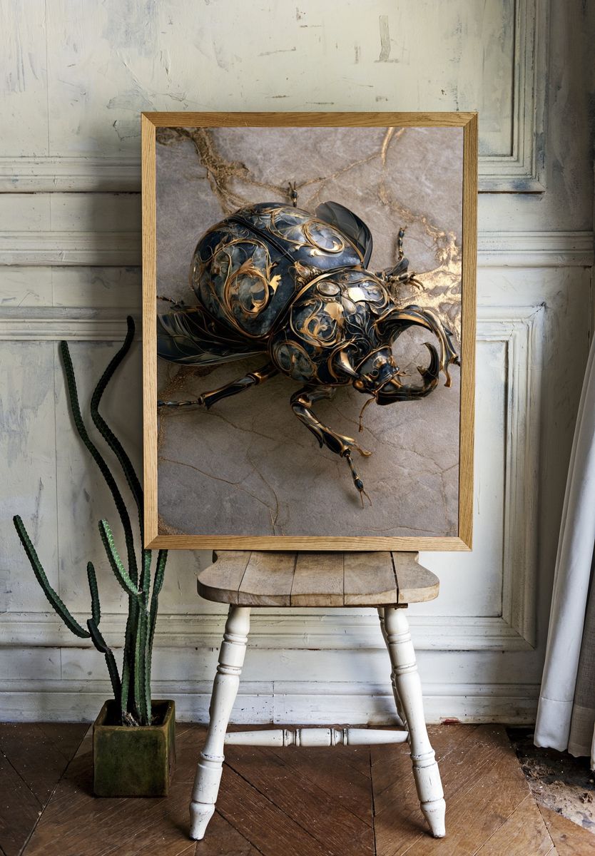 Golden Beetle Illustration Poster. room preview