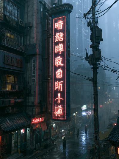 Cyberpunk Neon Alley Poster. poster