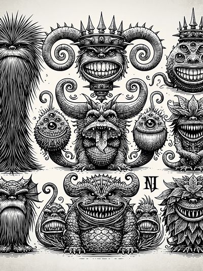 Monstrous Creatures Ink Poster.