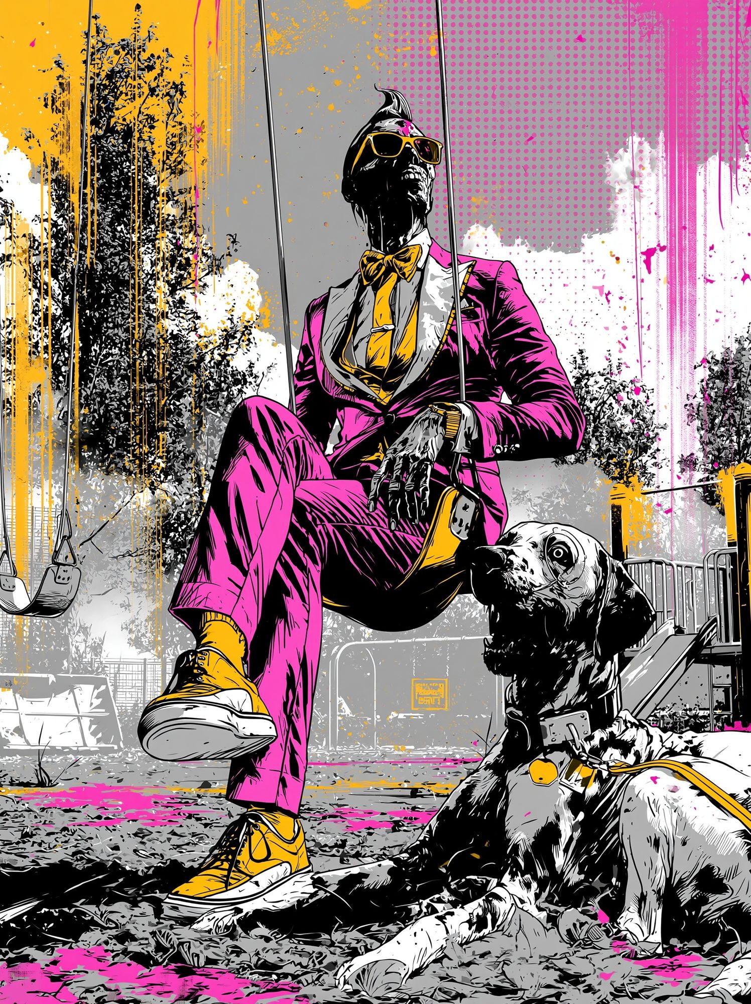 Pop Art Swing Dog Poster. poster detail