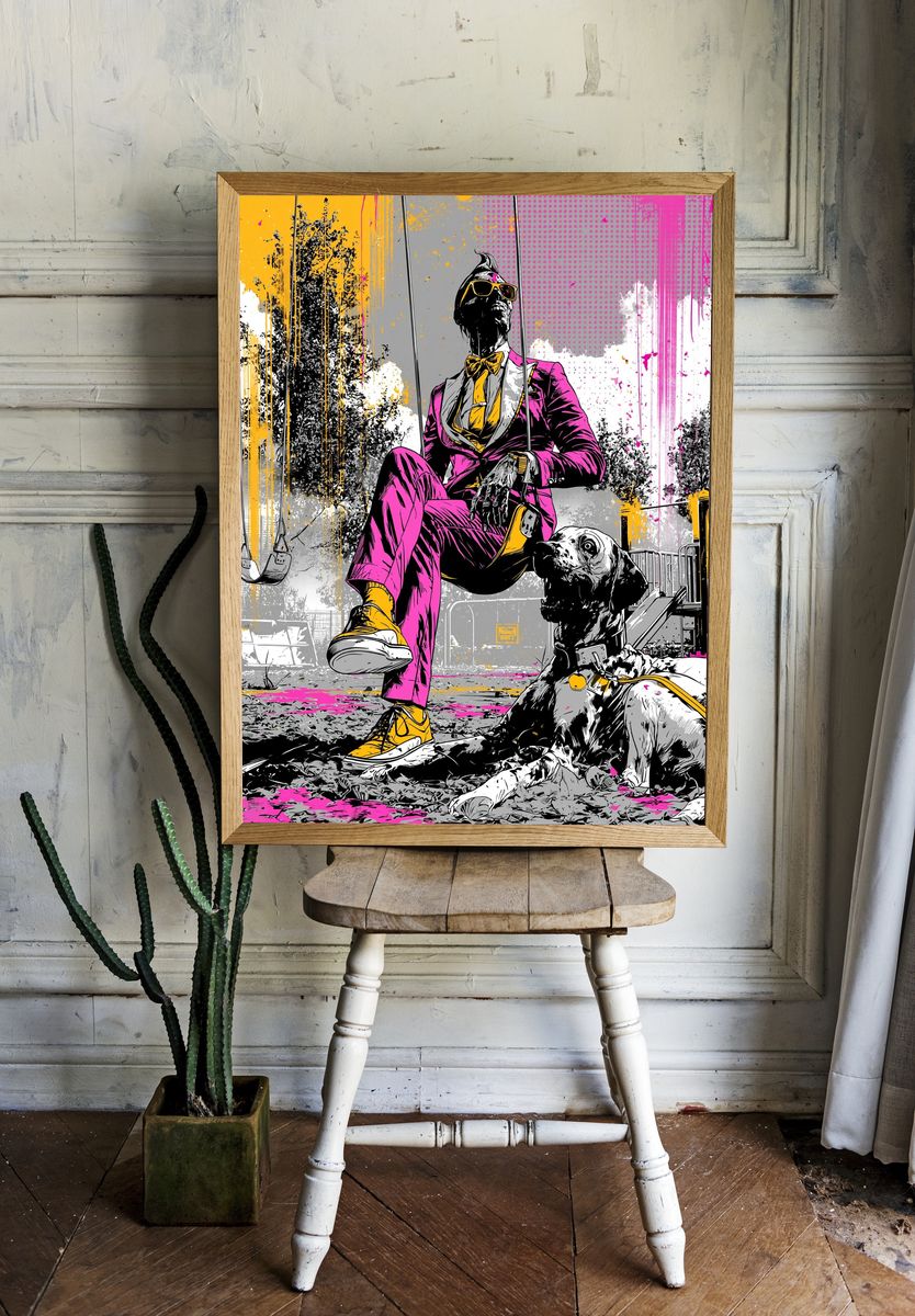 Pop Art Swing Dog Poster. room preview