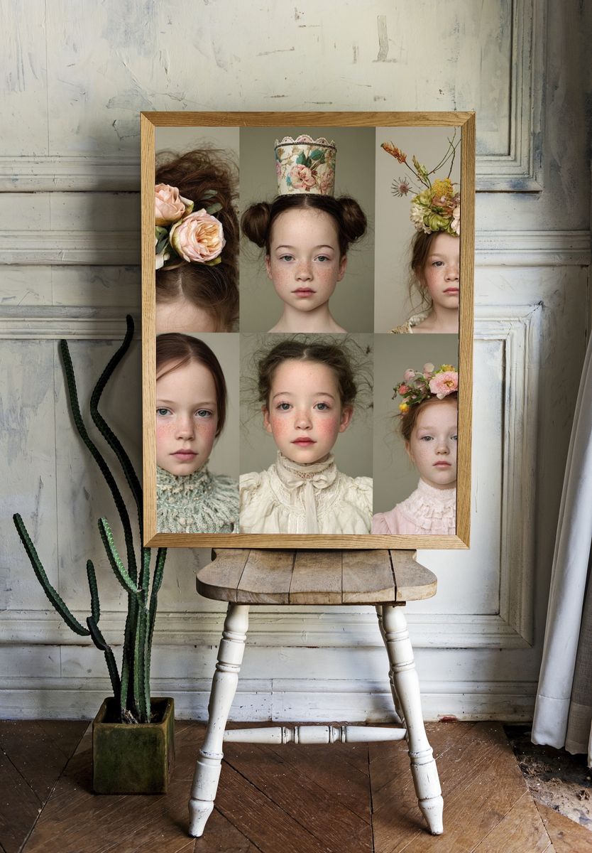Floral Portrait Collage Print. — room view 1