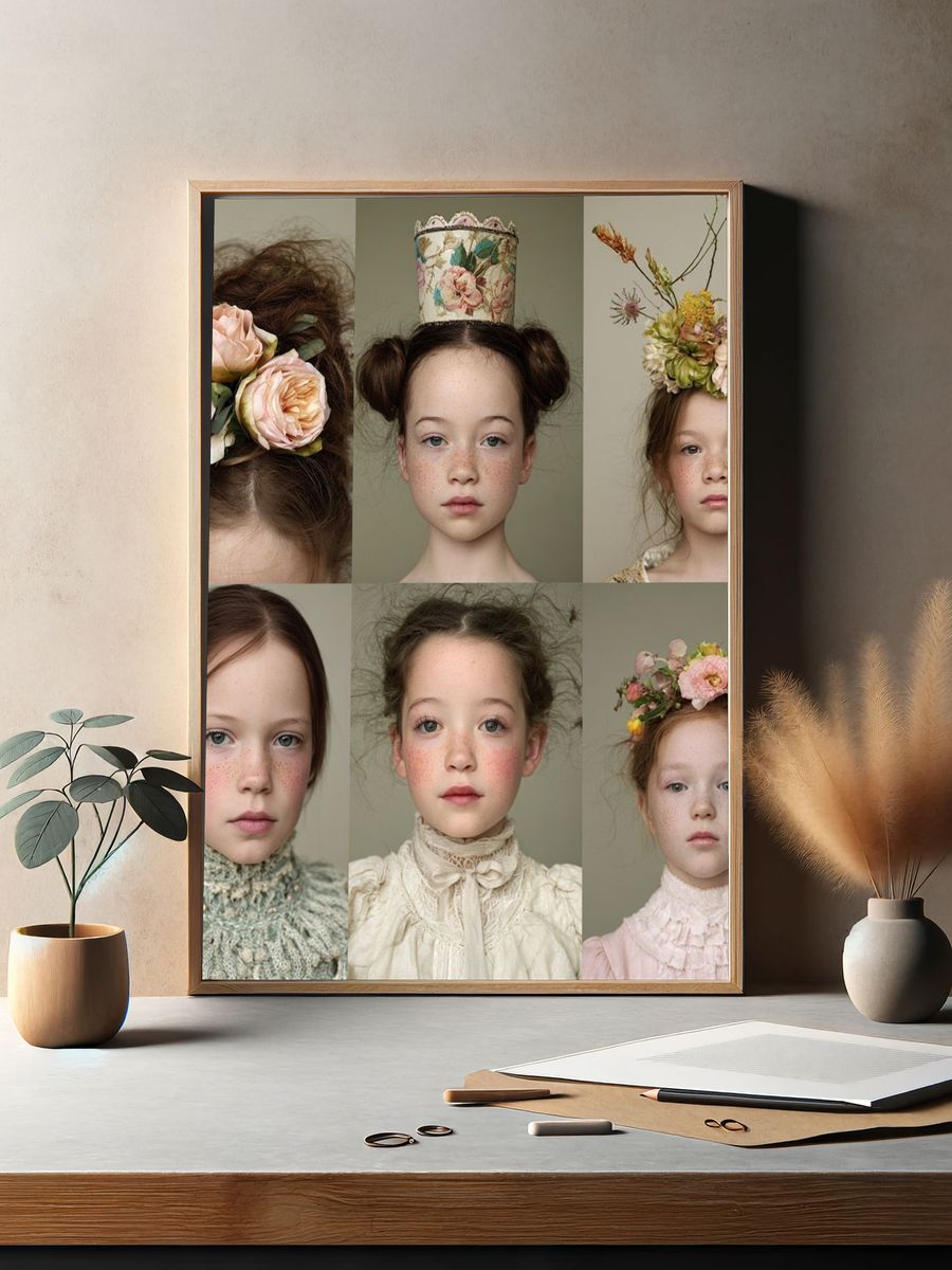 Floral Portrait Collage Print. — room view 2