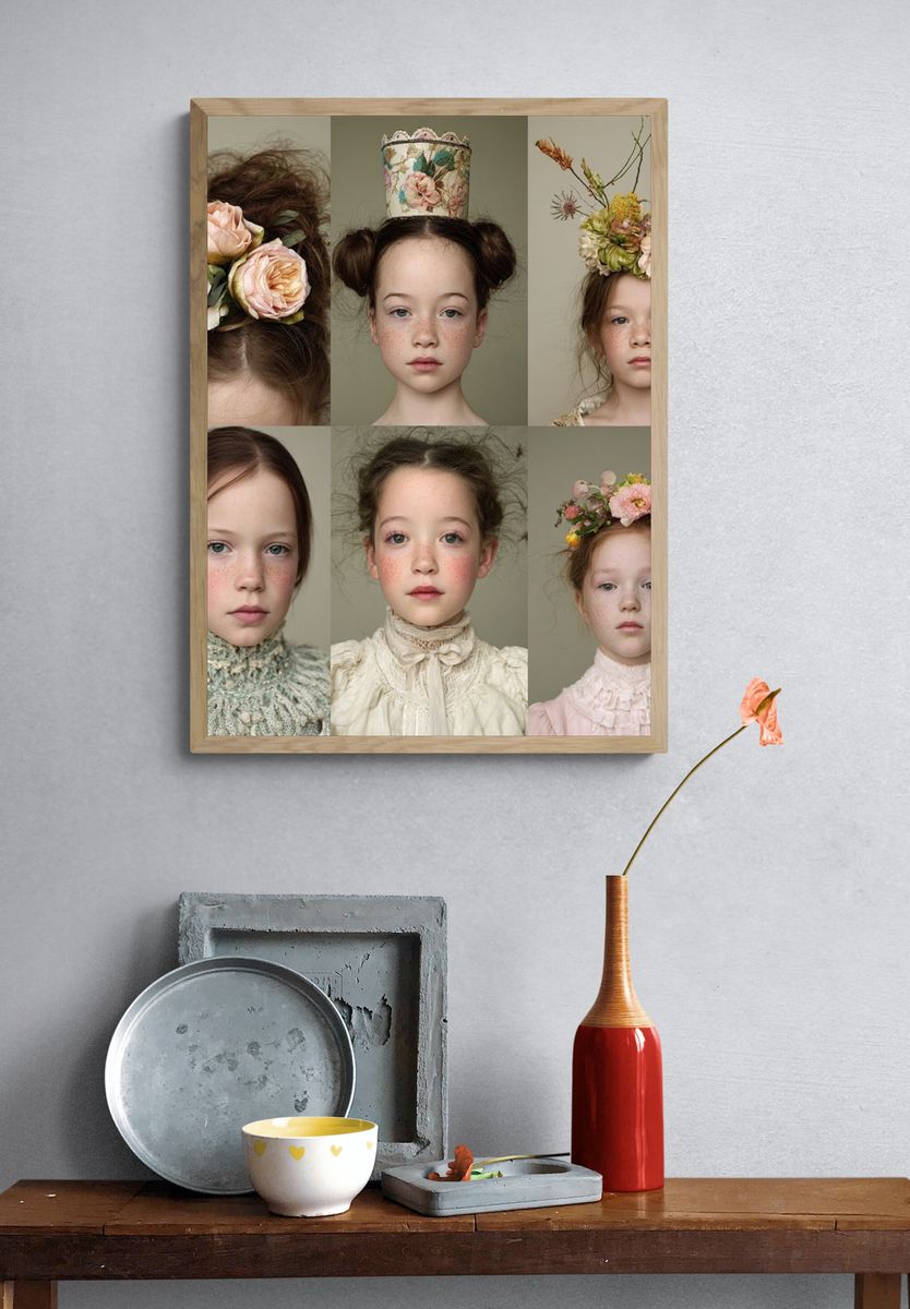 Floral Portrait Collage Print. — room view 3