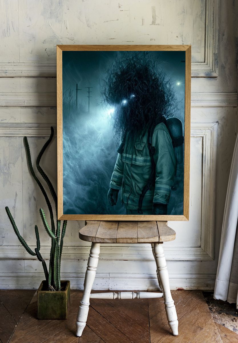Creepy Fog Figure Horror Poster. room preview