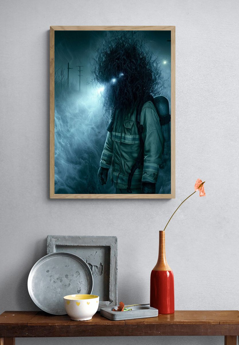 Creepy Fog Figure Horror Poster. — room view 3