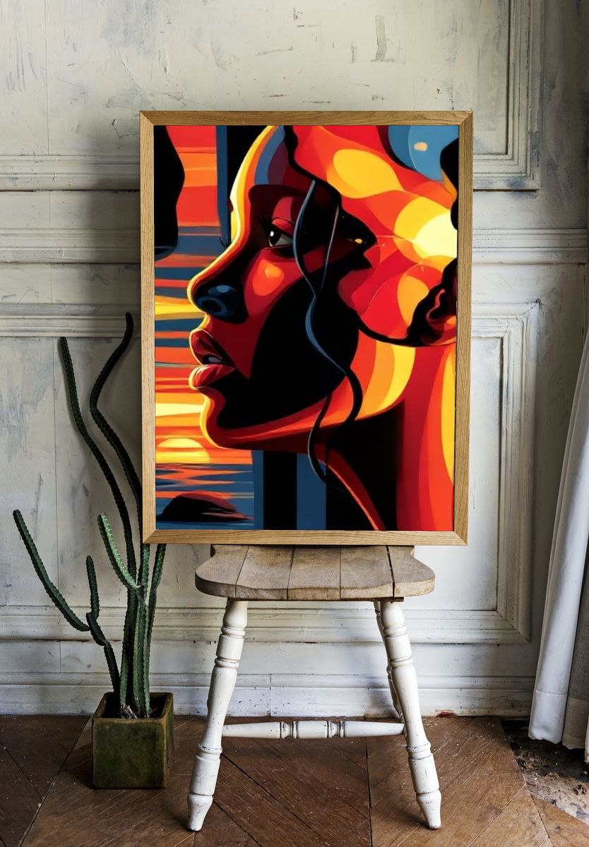 Sunset Profile Illustration Poster. room preview