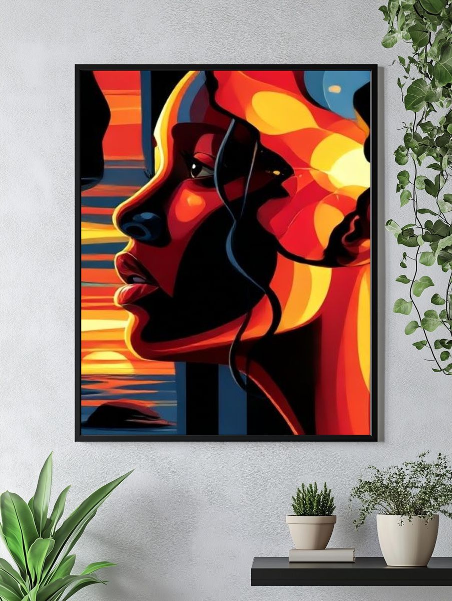 Sunset Profile Illustration Poster. — room view 4