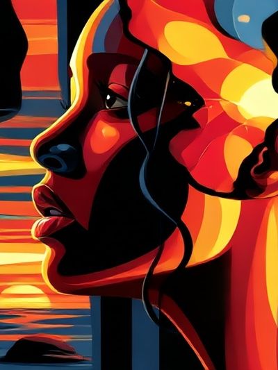 Sunset Profile Illustration Poster. poster
