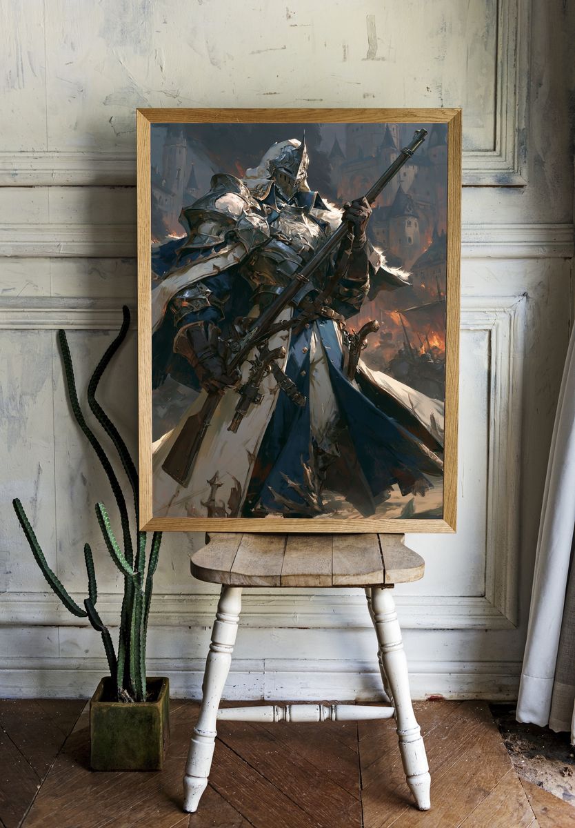 Armored Knight Digital Art Poster. — room view 1