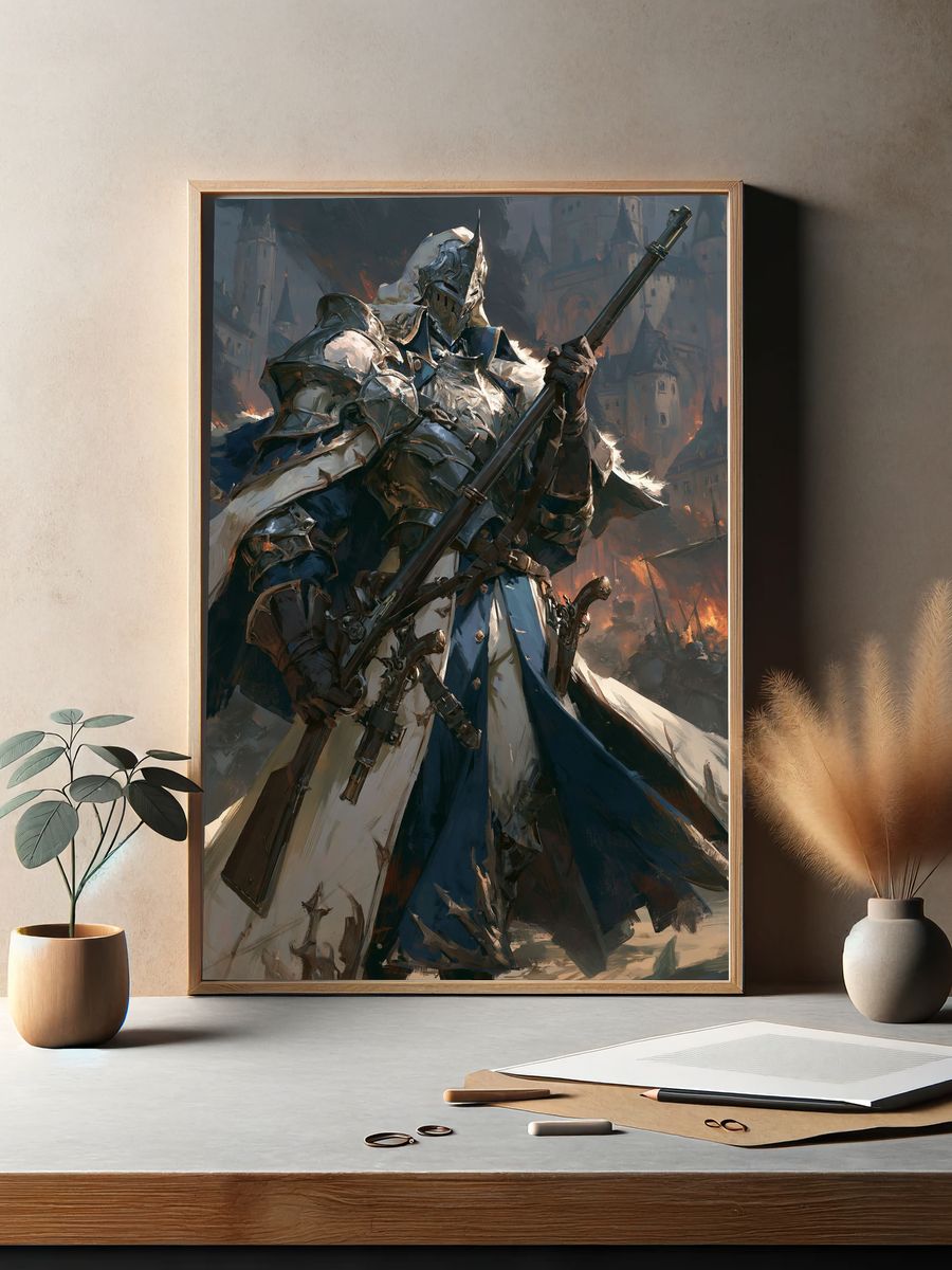 Armored Knight Digital Art Poster. — room view 2