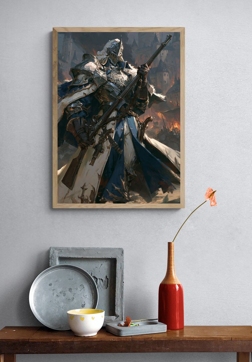 Armored Knight Digital Art Poster. — room view 3