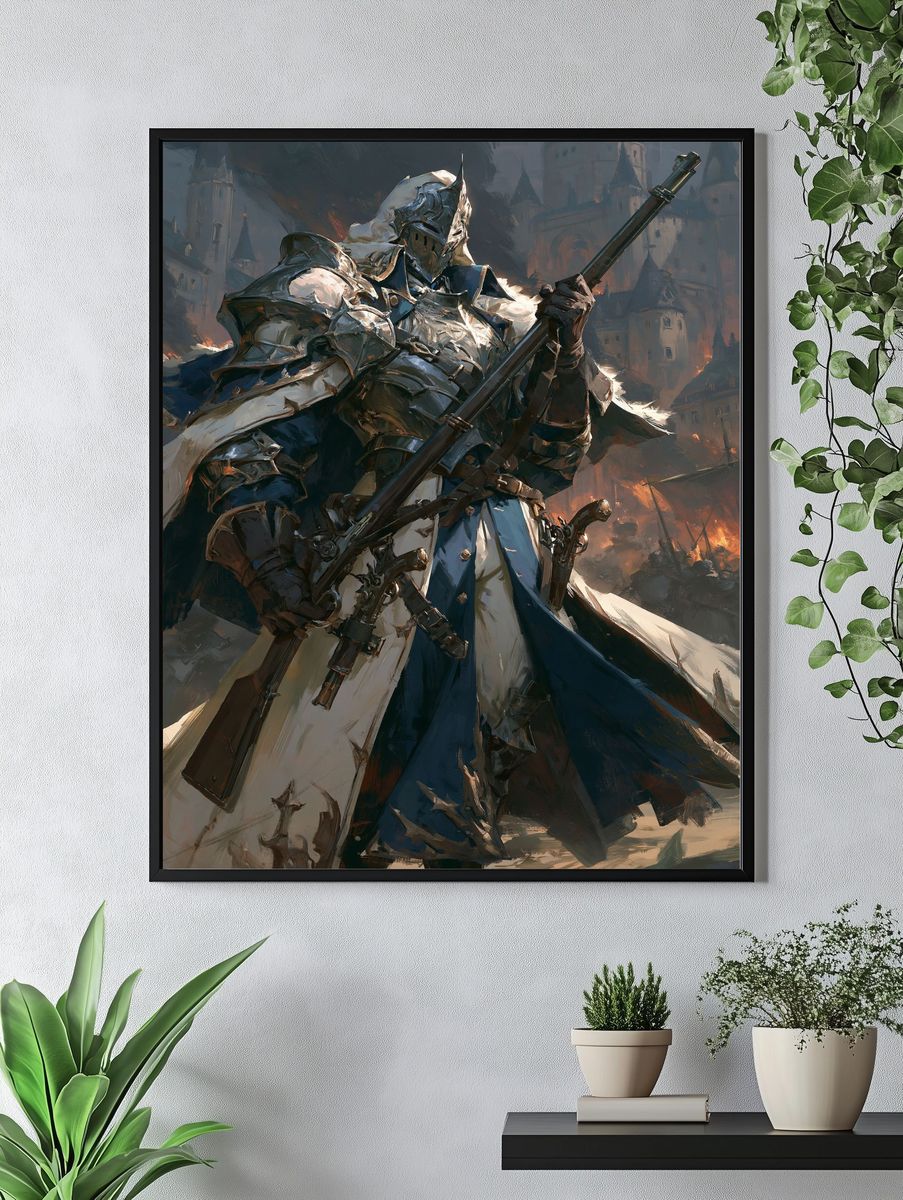 Armored Knight Digital Art Poster. — room view 4
