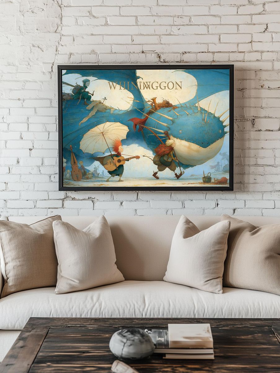 Whimsical Whale Parade Print. room preview