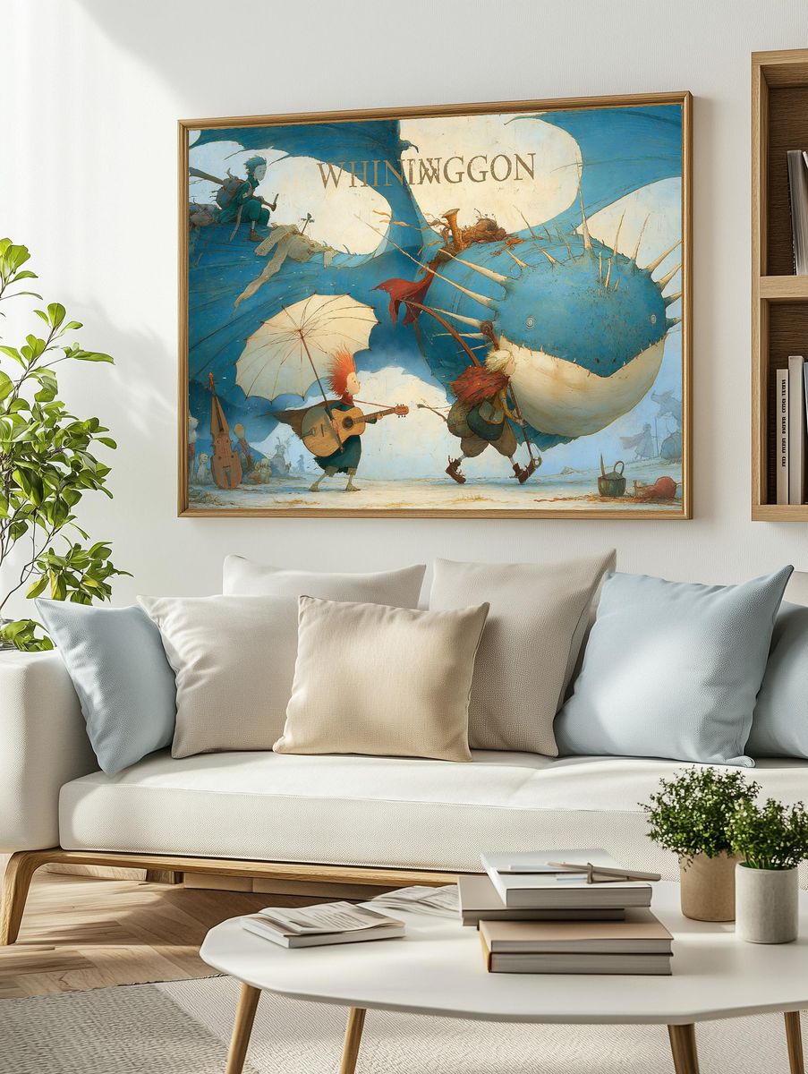 Whimsical Whale Parade Print. — room view 2
