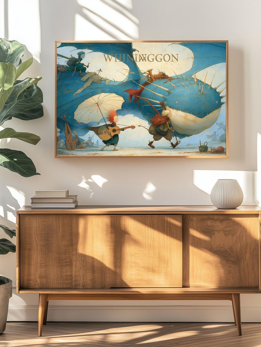 Whimsical Whale Parade Print. — room view 3