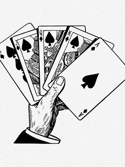 Hand holding play cards drawing. poster print