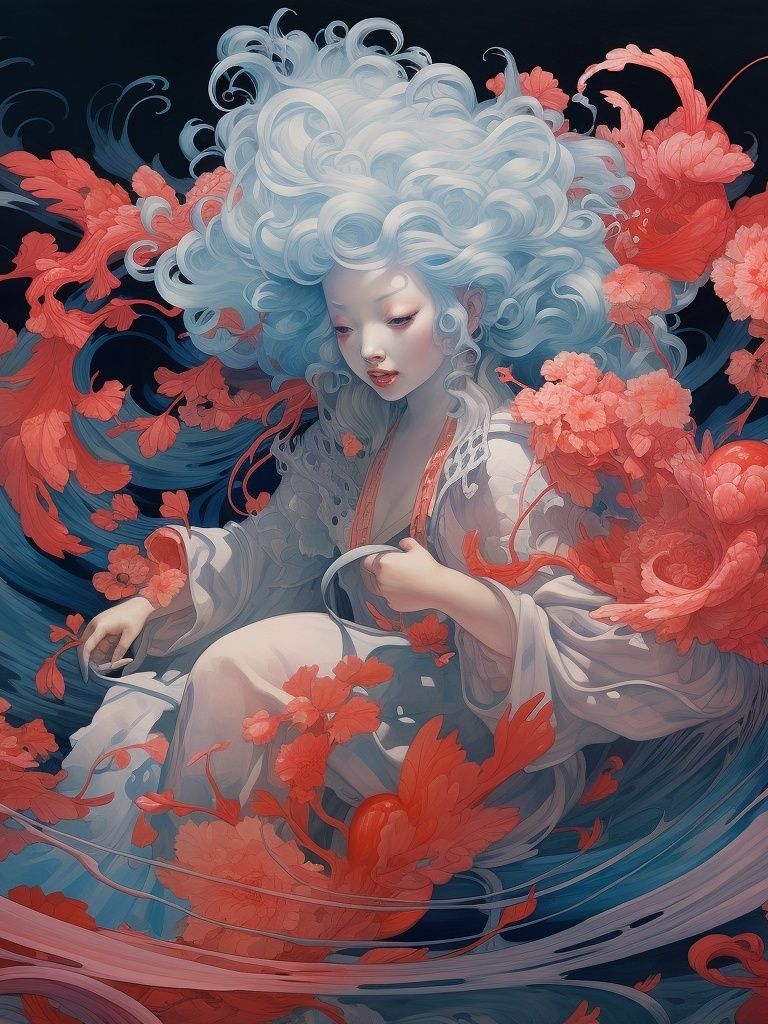 Dreamy Floral Portrait Illustration Poster. poster detail